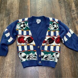 Vintage Ground Control Sports Cardigan Sweater Football Soccer YOUTH Medium 5/6